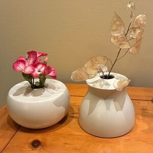 Minimalist 2 Piece Stacking Beige Ceramic Vase